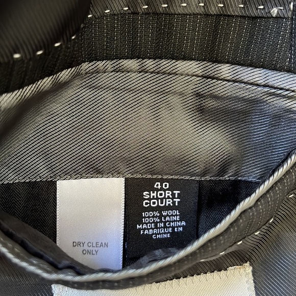 Mens suit blazer jacket black pin stripe detail 40 short wool - Picture 5 of 9